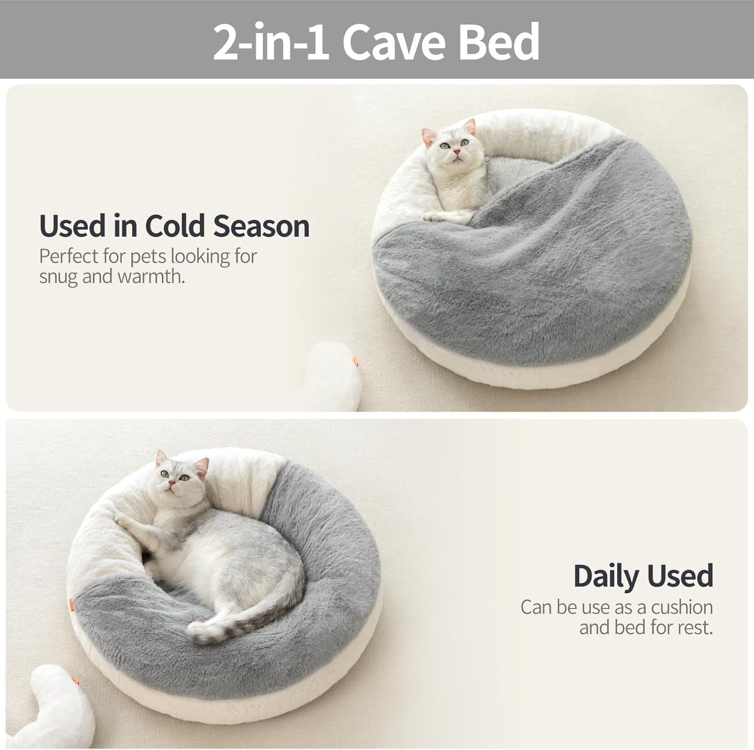 MEWOOFUN Enclosed Cat Bed Cave - Washable