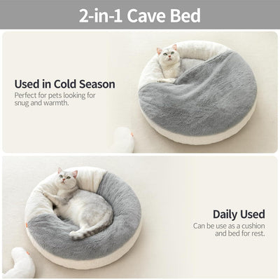 MEWOOFUN Enclosed Cat Bed Cave - Washable