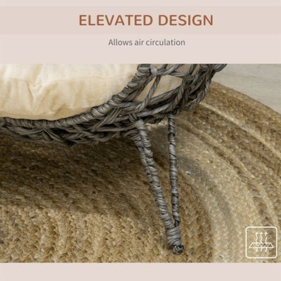 PawHut Rattan Elevated Cat Bed House Kitten