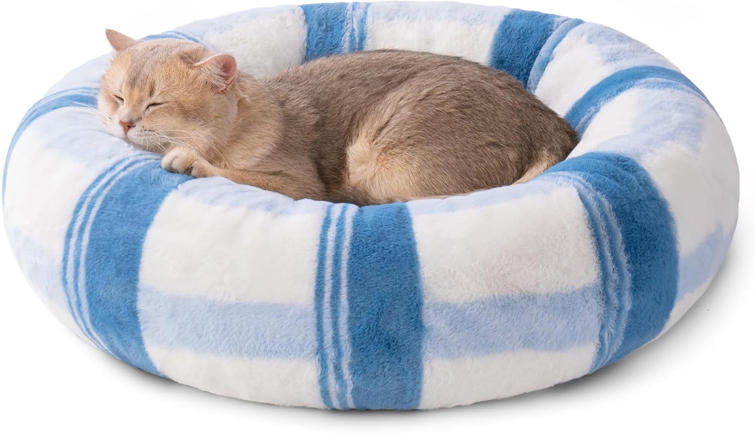 MEWOOFUN Plush Round Cat Bed For Indoor Cats
