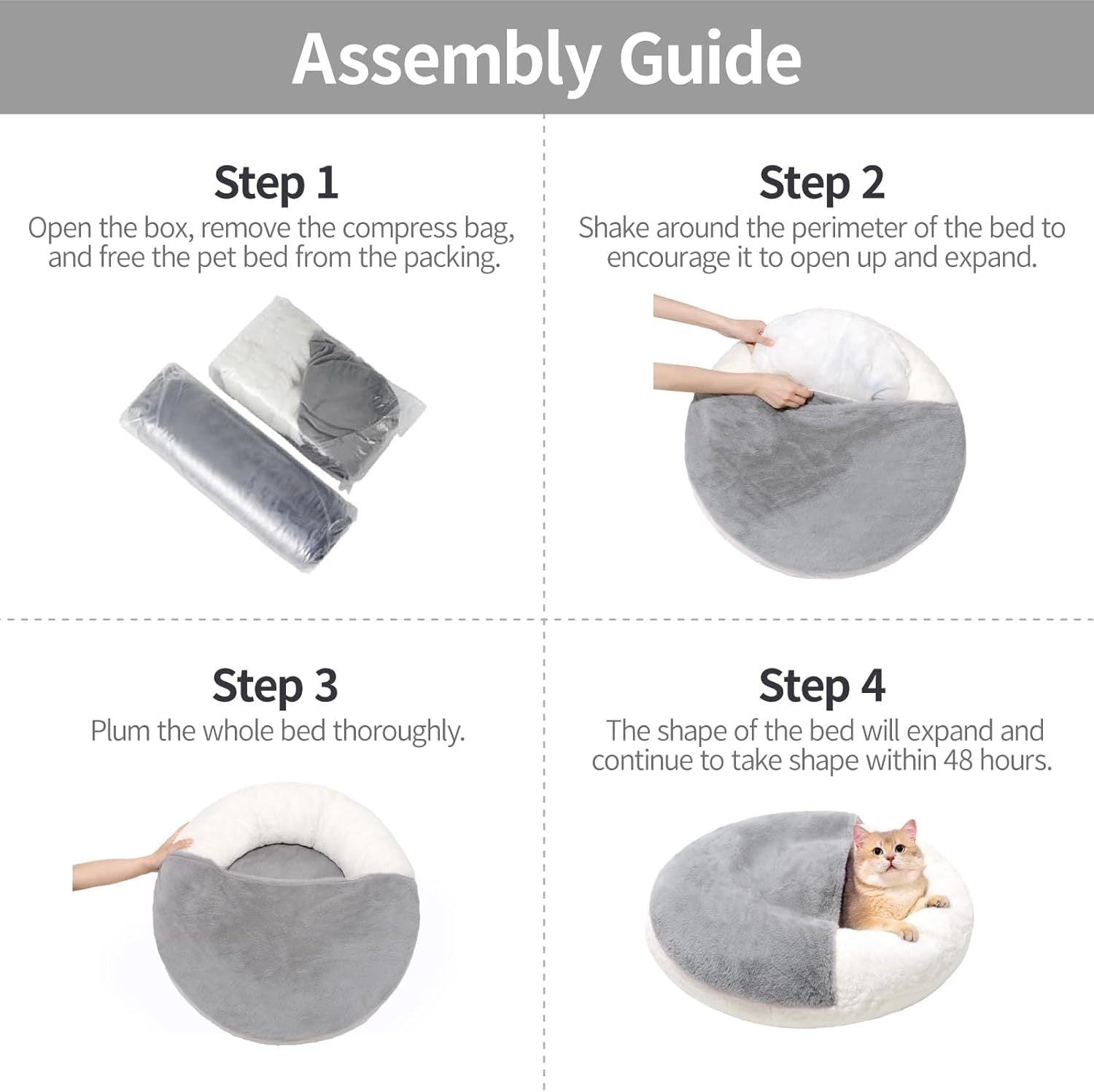 MEWOOFUN Enclosed Cat Bed Cave - Washable