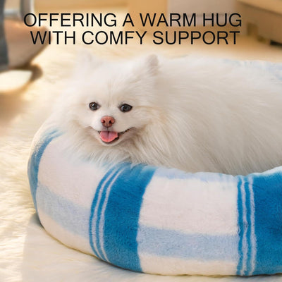 MEWOOFUN Plush Round Cat Bed For Indoor Cats
