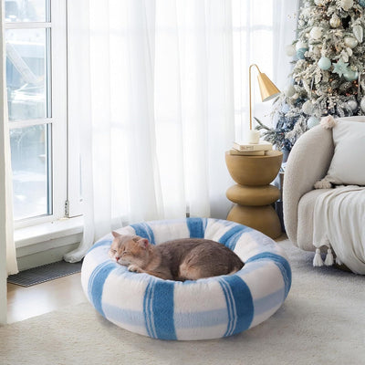 MEWOOFUN Plush Round Cat Bed For Indoor Cats