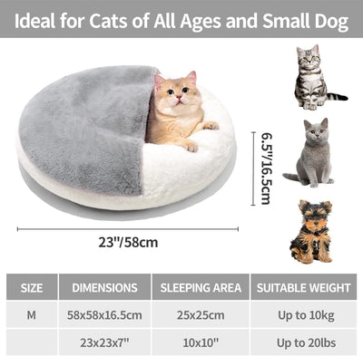MEWOOFUN Enclosed Cat Bed Cave - Washable