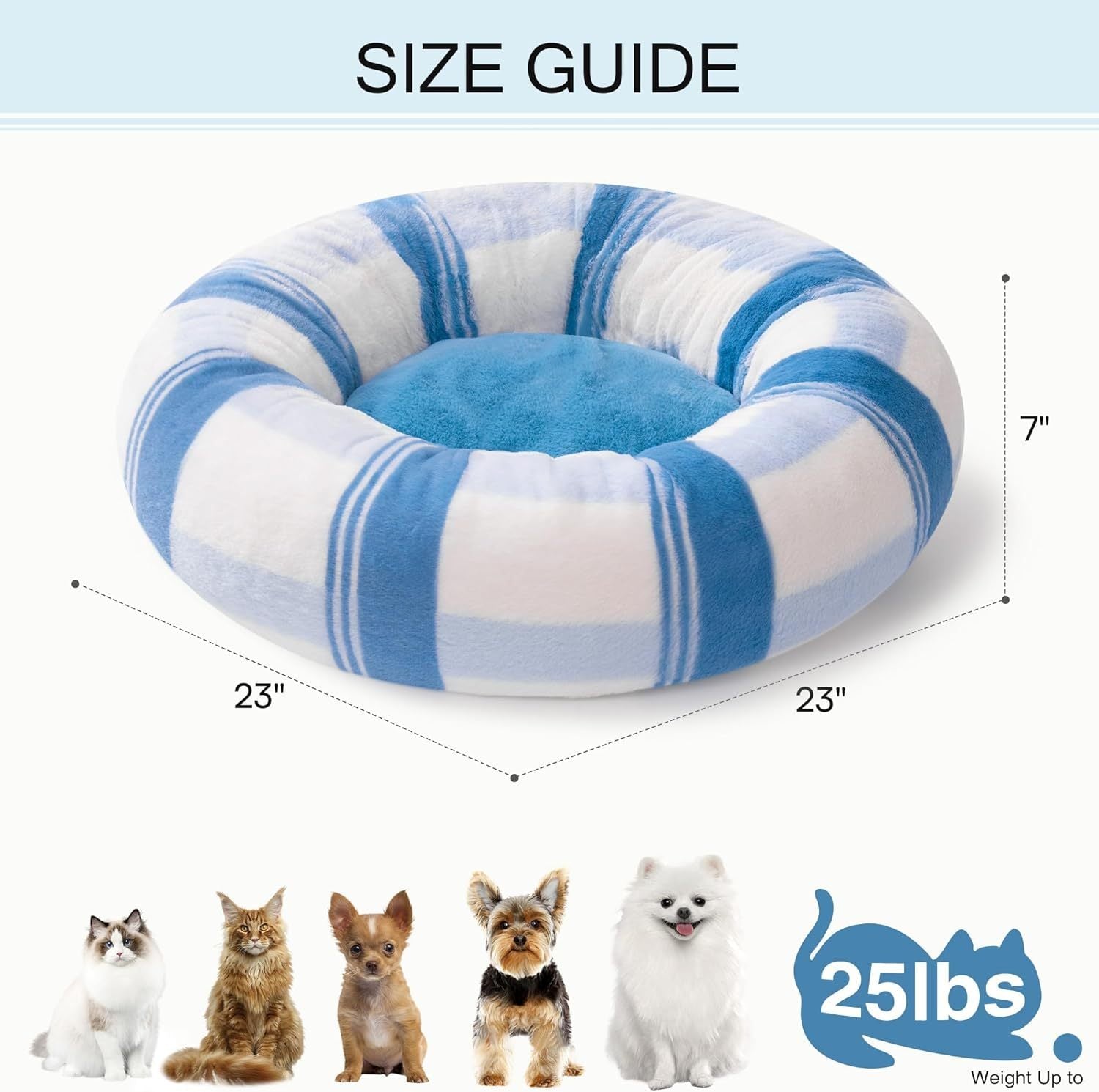 MEWOOFUN Plush Round Cat Bed For Indoor Cats