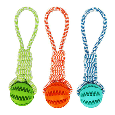 Dog Toys Treat Balls Interactive Hemp Rope Rubber Leaking