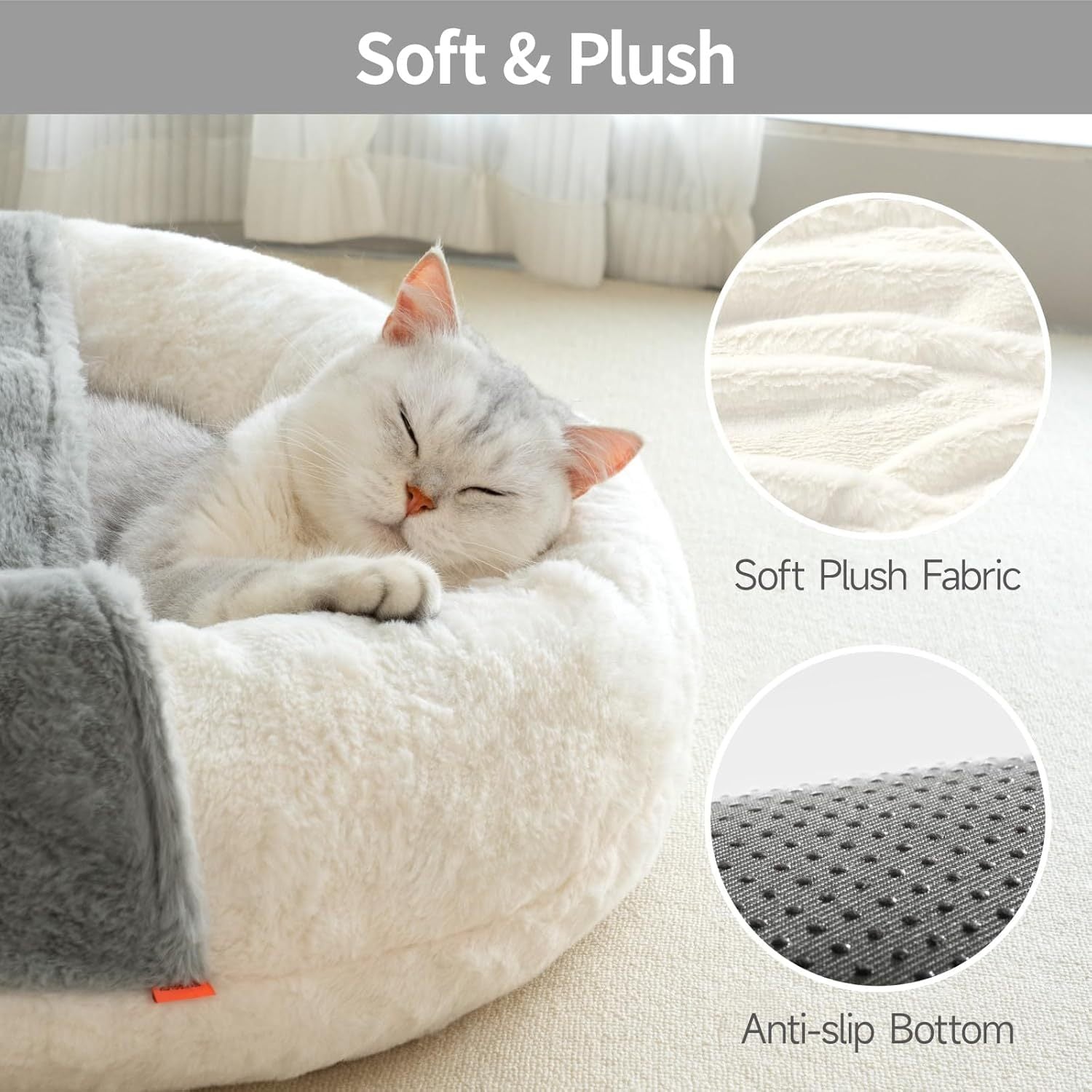 MEWOOFUN Enclosed Cat Bed Cave - Washable