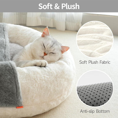 MEWOOFUN Enclosed Cat Bed Cave - Washable