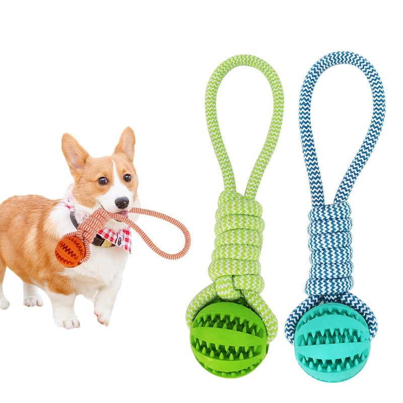 Dog Toys Treat Balls Interactive Hemp Rope Rubber Leaking