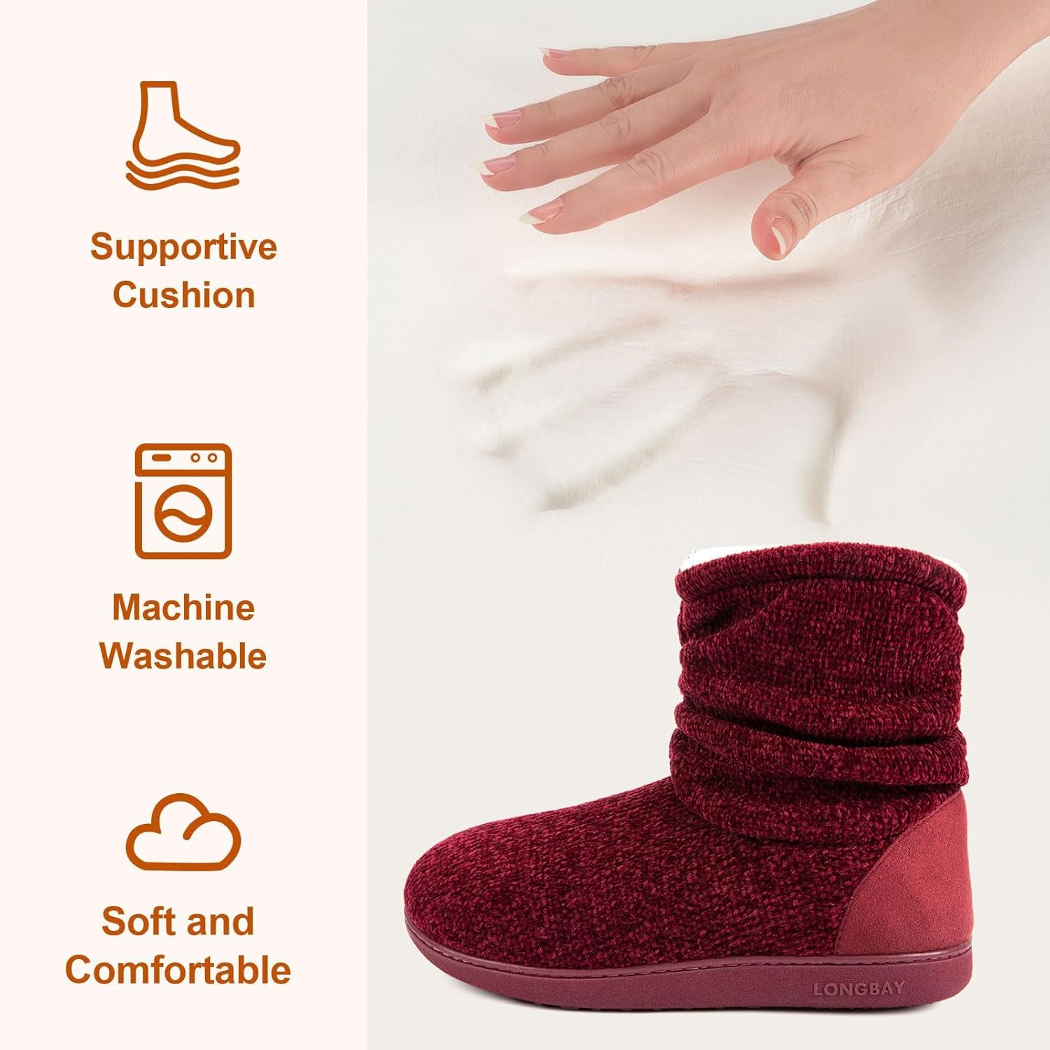 Women'S Cozy Winter Slipper Boots Warm Chenille Knit Bootie Memory Foam Non-Slip Indoor Outdoor House Shoes